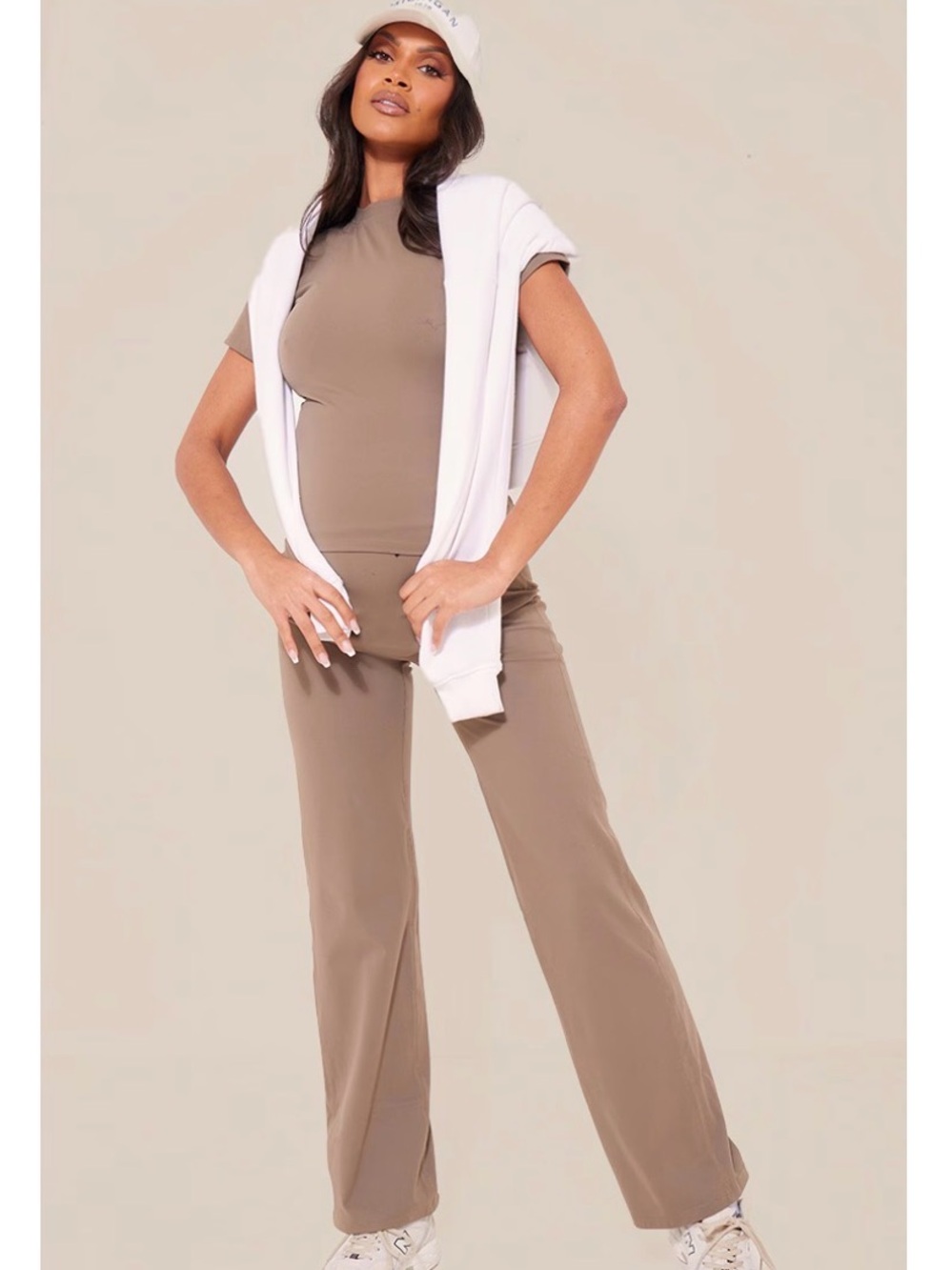 PrettyLittleThing Mocha Core Collection Contour Sculpt Short Sleeve Top